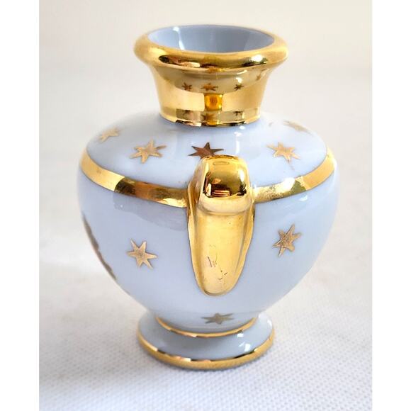 SMALL DECORATIVE VASE-LIMOGES-FRANCE-Porcelain-White-Gold Trim-Couple Image-Sml - Picture 8 of 11